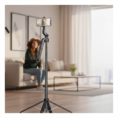 PACK2 BASE SELFIE CON SEGUIMIENTO FACIAL AI PARA VIDEOS CON SMARTPHONE NEGRO Y+REGALO STICKER - 1