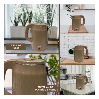PACK2 HERVIDOR DE AGUA RAF 2.5L MARRON CLARO PARA COCINA EN CASA Y+PAPEL REGALO - 3