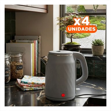 PACK4 OLLA ELECTRICA RAF DE 2.5L COLOR PLOMO PARA COCINA FAMILIAR - 1