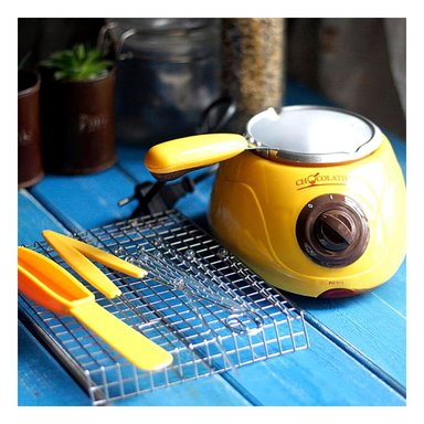 PACK4 CAFETERA PARA PREPARAR CHOCOLATE CON ACCESORIOS AMARILLO - 2