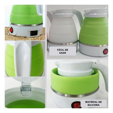 PACK2 CALENTADOR DOMESTICO ELECTRICO DE SILICONA 600ML VERDE PARA VIAJES Y+PAPEL REGALO - 3