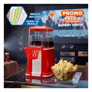 PACK6 FABRICADORA CASERA DE POP CORN TIPO BASQUET COLOR ROJO AMBIENTE VINTAGE Y+PAPEL REGALO - 1