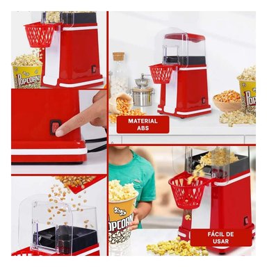 PACK6 FABRICADORA CASERA DE POP CORN TIPO BASQUET COLOR ROJO AMBIENTE VINTAGE Y+PAPEL REGALO - 3