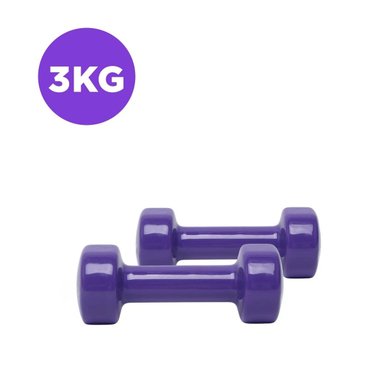 DUMBBELL COMPACTO MORADO 3 KG PARA FITNESS Y+REGALO STICKER - 4