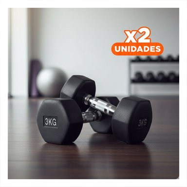 PACK2 PESA ERGONOMICA NEGRO 3 KG PARA EJERCICIO Y+REGALO STICKER - 1