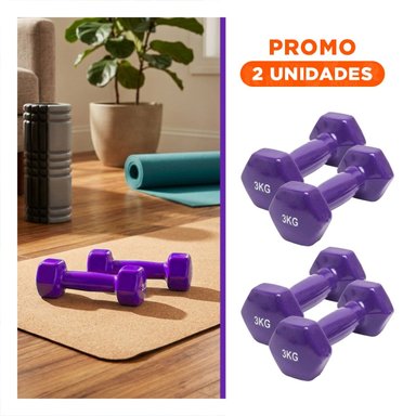 PACK2 DUMBBELL LIGERO MORADO 3 KG PARA CASA - 1