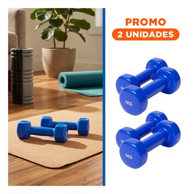 PACK2 DUMBBELL LIGERO AZUL 1 KG PARA CASA - 1