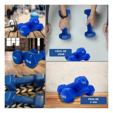PACK6 MANCUERNA FUNCIONAL AZUL 1 KG PARA FITNESS Y+PAPEL REGALO - 3