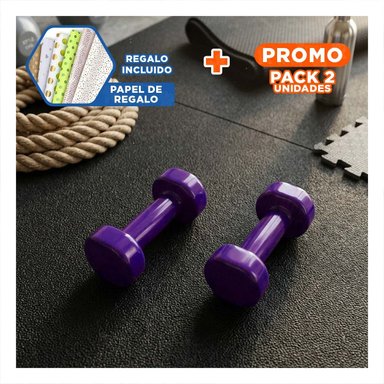 PACK2 MANCUERNA ERGONOMICA MORADO 4 KG PARA ENTRENAMIENTO Y+PAPEL REGALO - 1