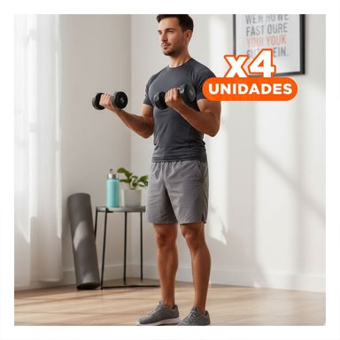 PACK4 DUMBBELL ERGONOMICO NEGRO 2 KG PARA FITNESS - 1