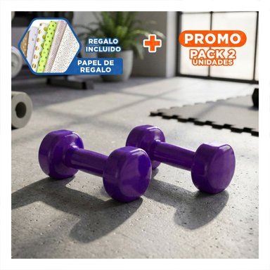 PACK2 MANCUERNA ERGONOMICA MORADO 3 KG PARA ENTRENAMIENTO Y+PAPEL REGALO - 1