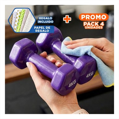 PACK4 MANCUERNA RESISTENTE MORADO 4 KG PARA CASA Y+PAPEL REGALO - 1