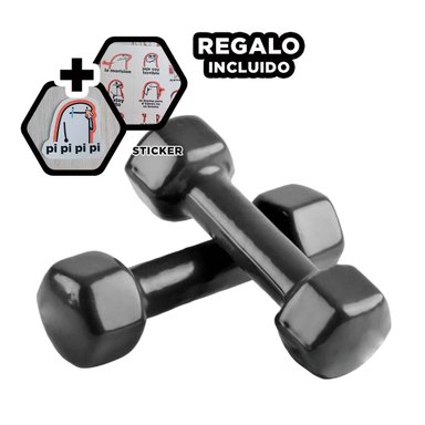 DUMBBELL COMPACTO NEGRO 2 KG PARA FITNESS Y+REGALO STICKER - 1