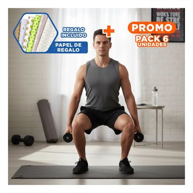 PACK6 MANCUERNA FUNCIONAL NEGRO 2 KG PARA FITNESS Y+PAPEL REGALO - 1