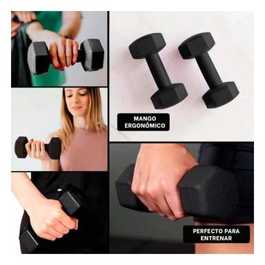 PACK2 MANCUERNA ERGONOMICA NEGRO 2 KG PARA ENTRENAMIENTO Y+PAPEL REGALO - 3
