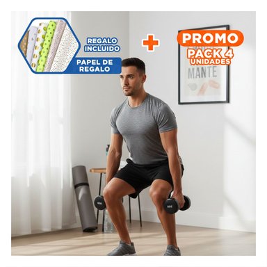 PACK4 MANCUERNA RESISTENTE NEGRO 2 KG PARA CASA Y+PAPEL REGALO - 1