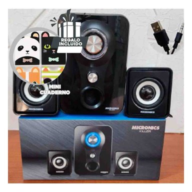 PACK2 BOCINA COMPACTA NEGRO DE PLASTICO CON SALIDA DE AUDIO MUY POTENTE Y+REGALO STICKER - 1