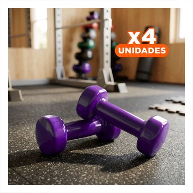 PACK4 DUMBBELL ERGONOMICO MORADO 3 KG PARA FITNESS - 1