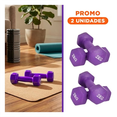 PACK2 DUMBBELL LIGERO MORADO 2 KG PARA CASA - 1