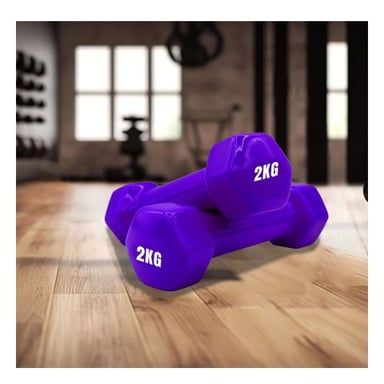 PACK2 DUMBBELL LIGERO MORADO 2 KG PARA CASA - 3