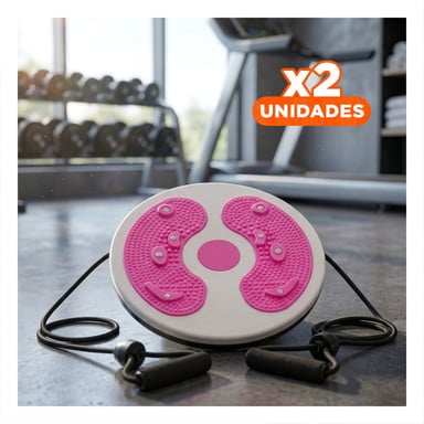 PACK2 TWISTER ROSADO GIRATORIO CON LIGAS FIT PARA ABDOMEN Y+REGALO STICKER - 1