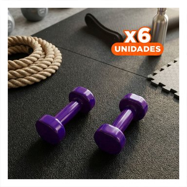 PACK6 MANCUERNA FUNCIONAL MORADO 3 KG PARA FITNESS Y+PAPEL REGALO - 1