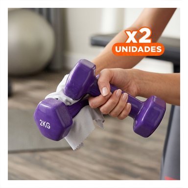 PACK2 PESA ERGONOMICA MORADO 2 KG PARA EJERCICIO Y+REGALO STICKER - 1