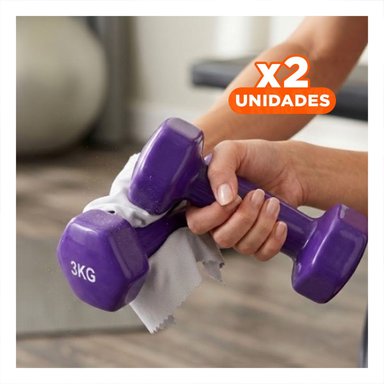 PACK2 PESA ERGONOMICA MORADO 3 KG PARA EJERCICIO Y+REGALO STICKER - 1