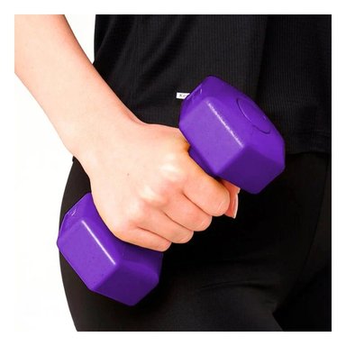 PACK2 PESA ERGONOMICA MORADO 3 KG PARA EJERCICIO Y+REGALO STICKER - 5