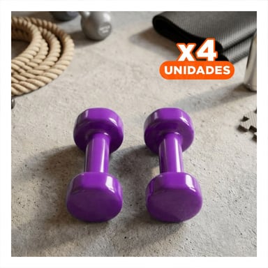 PACK4 DUMBBELL ERGONOMICO MORADO 4 KG PARA FITNESS - 1