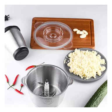 PACK6 TRITURADOR COMPACTO DE ALIMENTOS 3L PLATEADO PARA EL HOGAR Y+PAPEL REGALO - 2
