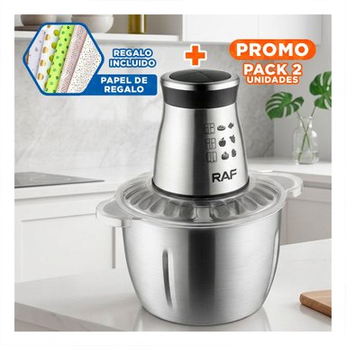 PACK2 PROCESADOR PROFESIONAL DE ALIMENTOS 3L PLATEADO PARA COCINA MODERNA Y+PAPEL REGALO - 1