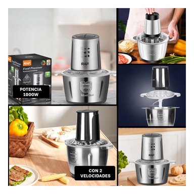 PACK2 PROCESADOR PROFESIONAL DE ALIMENTOS 3L PLATEADO PARA COCINA MODERNA Y+PAPEL REGALO - 3