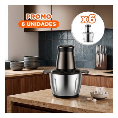 PACK6 PICADOR COMPACTO DE ALIMENTOS 3L PLATEADO PARA RECETAS CASERAS Y+REGALO STICKER - 1