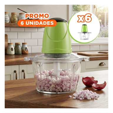 PACK6 PICADORA DOMESTICA DE ALIMENTOS 2L VERDE PRACTICA PARA COCINA Y+REGALO STICKER - 1