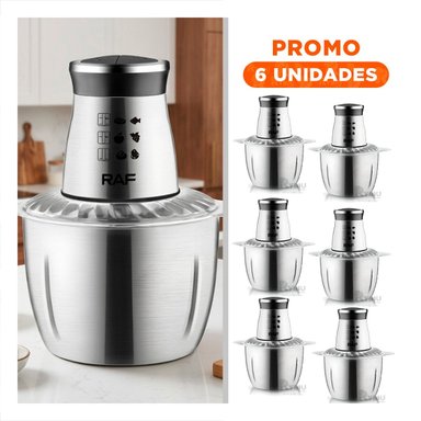 PACK6 PROCESADOR COMPACTO DE ALIMENTOS 3L PLATEADO PARA COCINA - 1