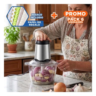 PACK6 TRITURADOR DE ALIMENTOS 3L PLATEADO RESISTENTE Y DURADERO PARA EL HOGAR Y+PAPEL REGALO - 1