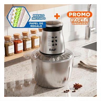 PACK4 MEZCLADOR PROFESIONAL DE ALIMENTOS 3L PLATEADO PARA COCINA Y+PAPEL REGALO - 1