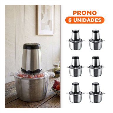 PACK6 PROCESADOR DE ALIMENTOS 3L PLATEADO POTENTE Y MODERNO PARA COCINA - 1