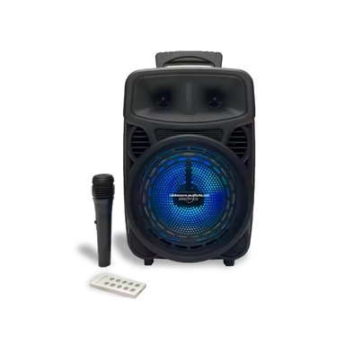 PACK4 PARLANTE CON MICROFONO Y LUCES LED DE OCHO PULGADAS NEGRO DE PLASTICO FINO Y+PAPEL REGALO - 5