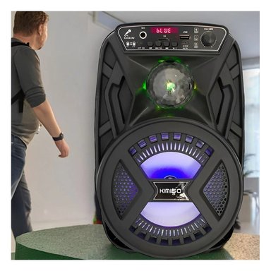 PACK4 EQUIPO NEGRO DE 6.5 PULG CON MICROFONO DE PLASTICO Y LUZ LED PARA EVENTOS Y+PAPEL REGALO - 5