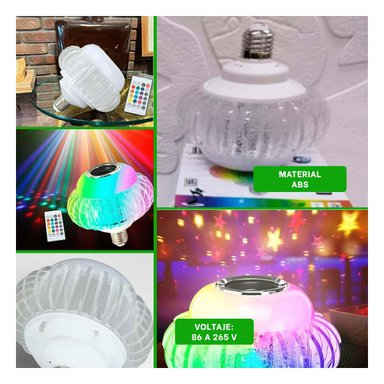 PACK6 LUZ LED BOCINA BLUETOOTH SMART MUSICAL PARA PATIO Y CASA CON LUCES LED Y+PAPEL REGALO - 3