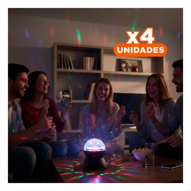 PACK4 ALTAVOZ LED CON LAMPARA Y LUCES LED GIRATORIO COLOR NEGRO - 1