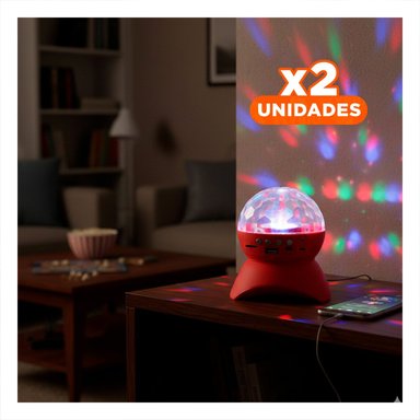 PACK2 PARLANTE MUSICA CON LAMPARA Y LUCES LED GIRATORIO ROJO Y+REGALO STICKER - 1