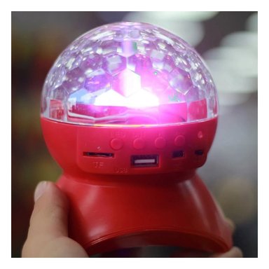 PACK4 PARLANTE FIESTA CON LAMPARA Y LUCES LED GIRATORIO COLOR ROJO Y+REGALO STICKER - 5