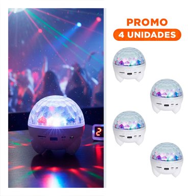 PACK4 PARLANTE LED CON LAMPARA Y PROYECTOR DE ESTRELLAS COLOR BLANCO Y+REGALO STICKER - 1