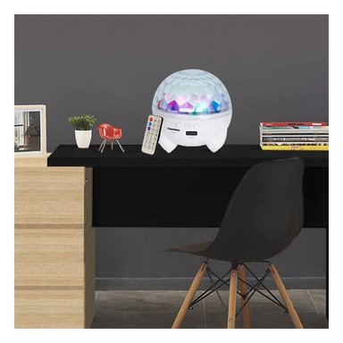 PACK4 PARLANTE LED CON LAMPARA Y PROYECTOR DE ESTRELLAS COLOR BLANCO Y+REGALO STICKER - 3
