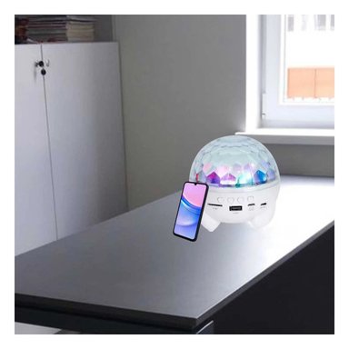 PACK4 PARLANTE LED CON LAMPARA Y PROYECTOR DE ESTRELLAS COLOR BLANCO Y+REGALO STICKER - 5