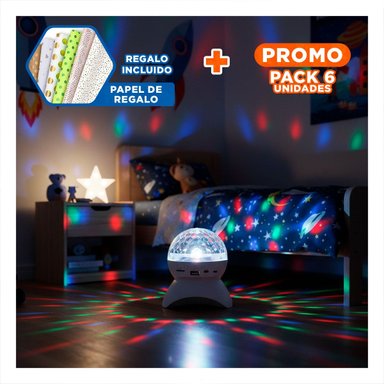 PACK6 SONIDO LAMPARA BLUETOOTH CON LUCES LED GIRATORIO BLANCO Y+PAPEL REGALO - 1