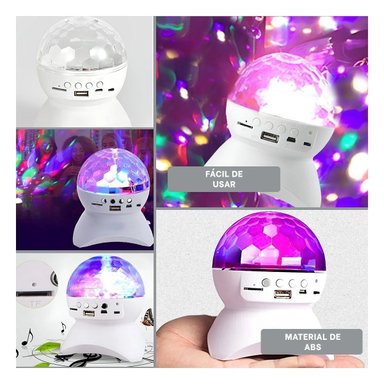 PACK6 SONIDO LAMPARA BLUETOOTH CON LUCES LED GIRATORIO BLANCO Y+PAPEL REGALO - 3